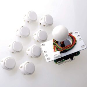 SANWA JLF-TP-8YT Joystick 8 pcs OBSF-30 Push Button Bundle Kit Color : White - for Arcade Game 4 & 8 Way Adjustable, Compatible with Catz Mad SF4 Tournament Joystick S@NWA