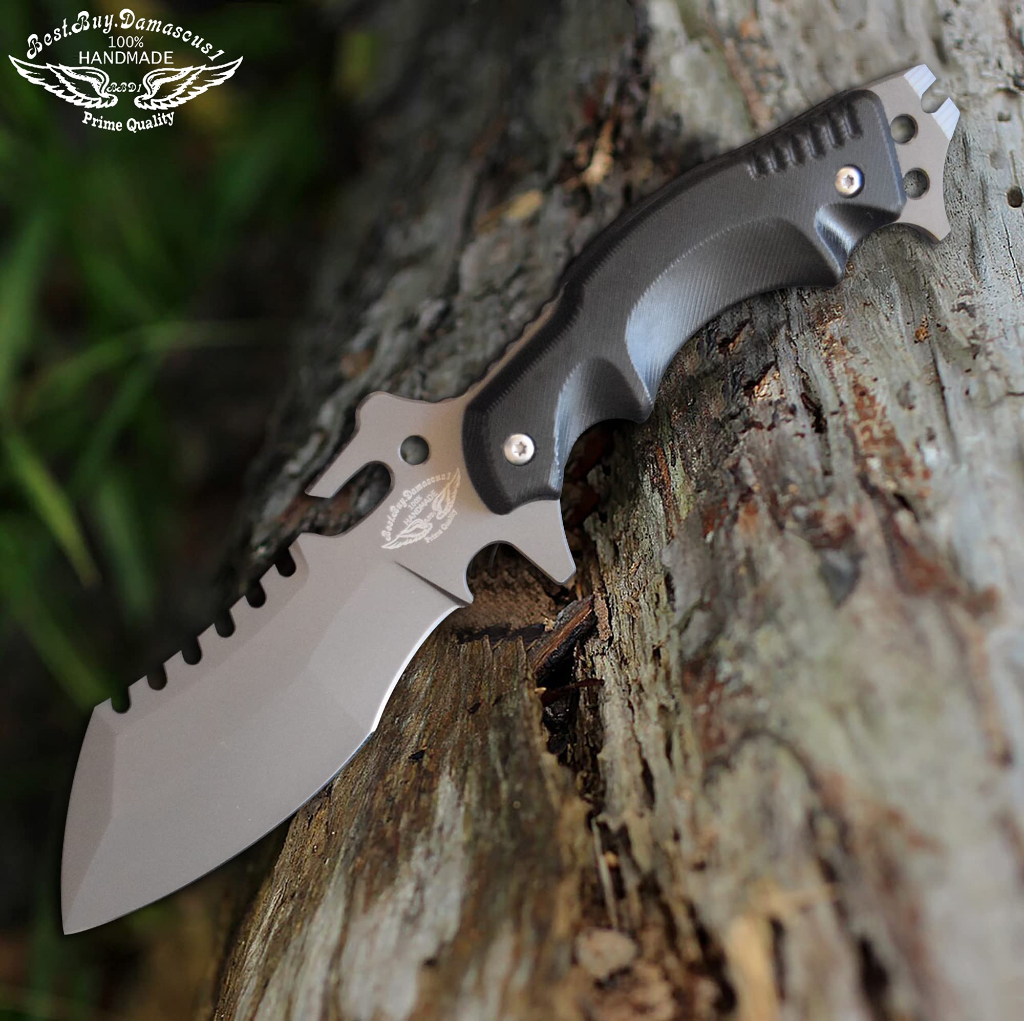 Hunting 440C Stainless Steel Titanium Coated 9.5'' Tracker Fixed Blade Hunting Knife Best EDC Camping Hiking Fishing Hunting Knife 100% Prime Quality