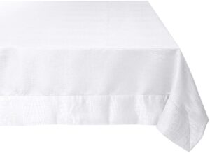 violet linen luxurious damask crocodile design tablecloths, 70" x 160" - in white