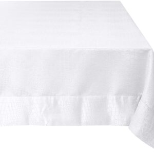 Violet Linen Luxurious Damask Crocodile Design Tablecloths, 70" X 160" - in White