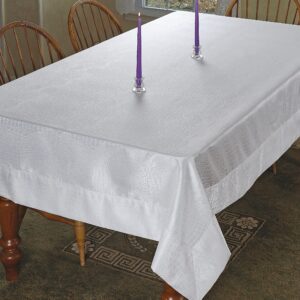 Violet Linen Luxurious Damask Crocodile Design Tablecloths, 70" X 160" - in White