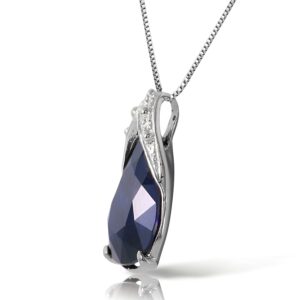 Galaxy Gold GG 14k14 Solid White Gold Necklace with 4.65 Carat Natural Sapphire Pendan