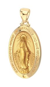 us jewels ladies 26mm 14k yellow gold virgin mary hollow oval polished pendant