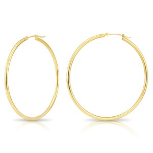 14k gold classic hoop earrings, 2'' diameter (yellow-gold)……