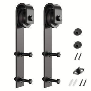 smartstandard sliding barn door hardware hangers 2pcs (black) (j shape hangers)