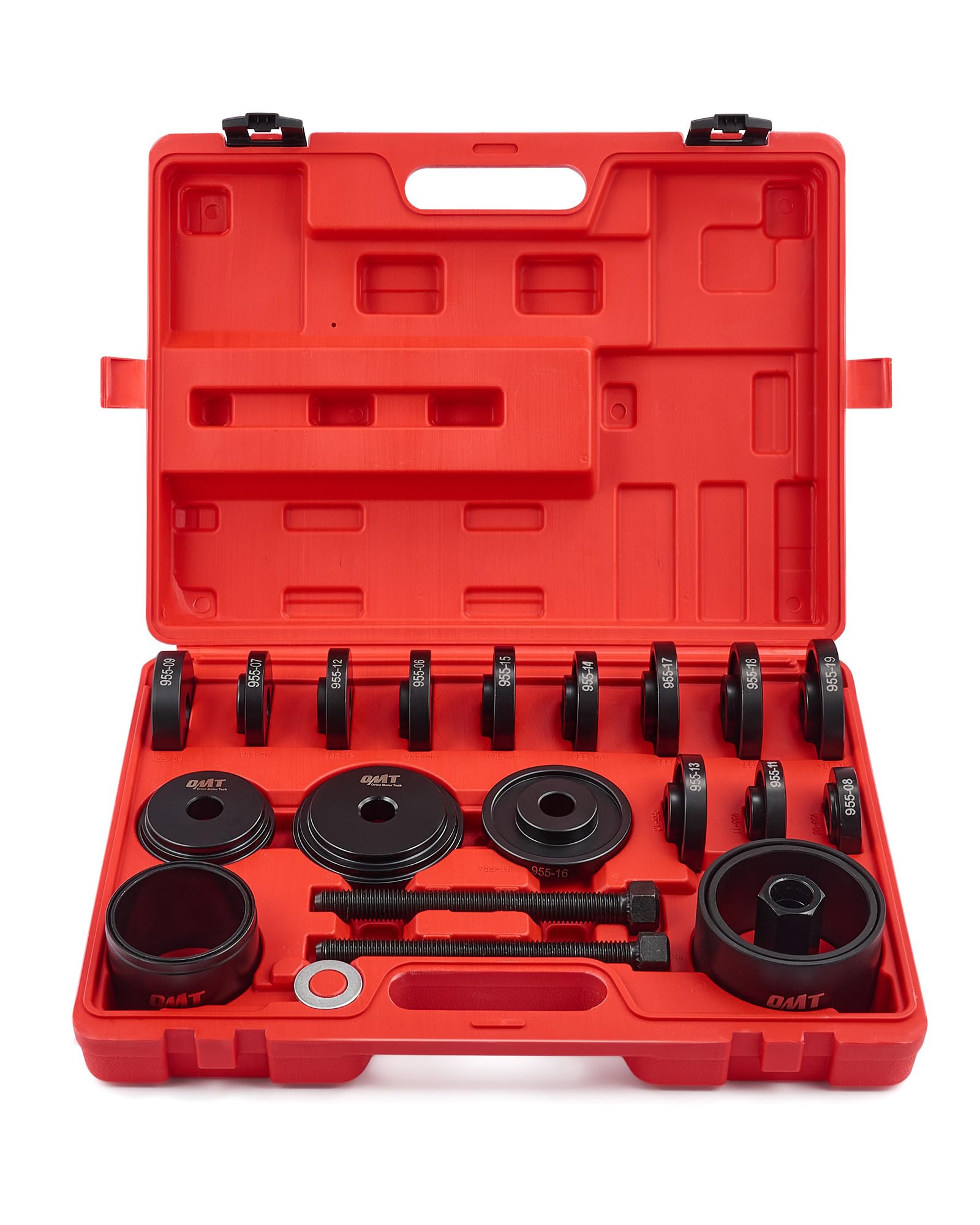 Orion Motor Tech Wheel Bearing Press Kit for Front Wheel Drive Bearing Removal & Installation, 24pc Wheel Bearing Puller Tool Set with Sliding Screws Universal Bushings Sleeves Storage Case