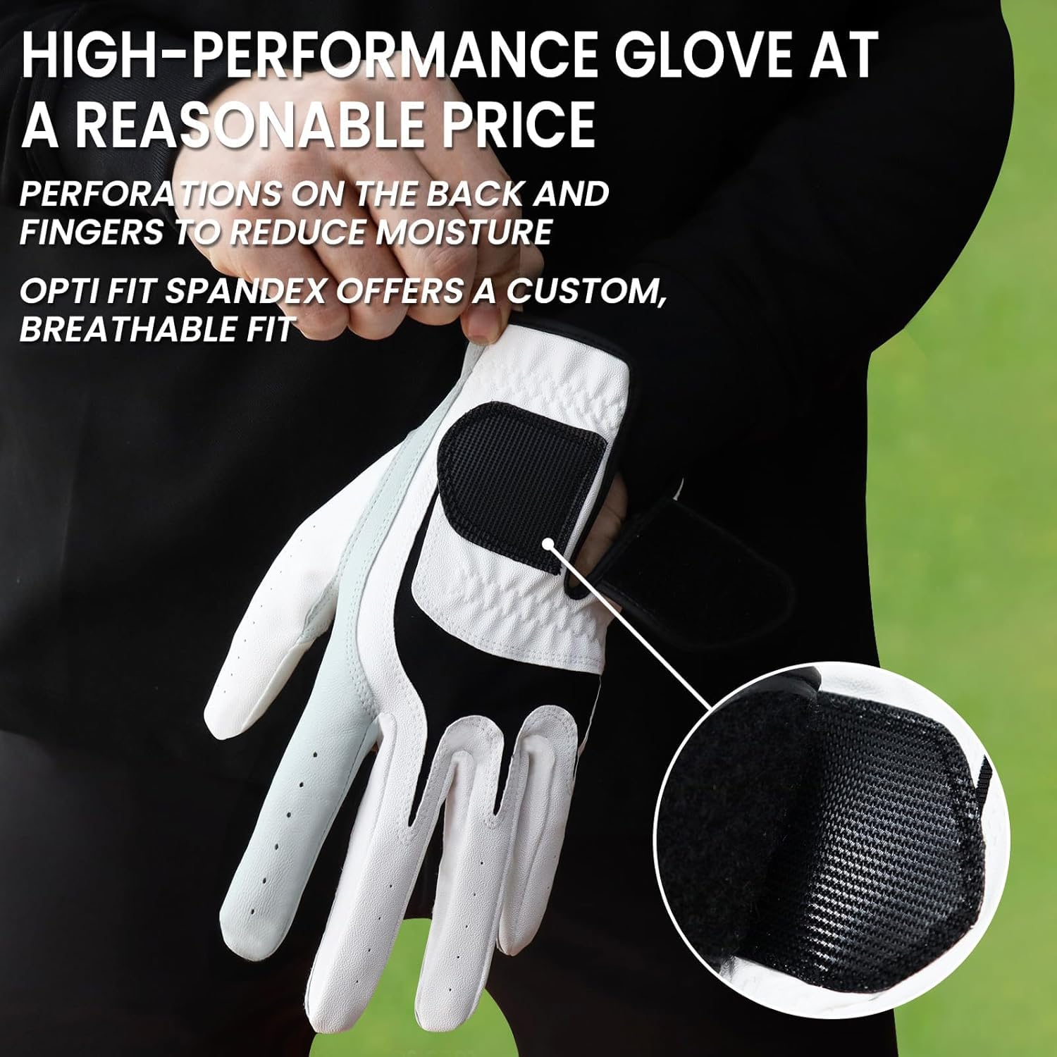 FINGER TEN Golf Gloves Men Right Left Handed Golfer 3/6 Pack Mens Golf Glove Left Right Hand Soft Cabretta Leather All Weather Grip Size S M ML L XL (White-6 Pack, X-Large, Left)