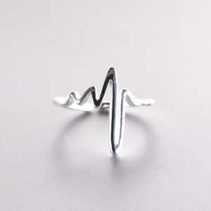 Helen de Lete Innovative Heart Beat Sterling Silver Open Ring