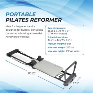 AeroPilates Reformer 287 - Pilates Reformer Workout Machine for Home Gym - Pilates Reformer with 3 Resistance Cords - Up to 300 lbs Weight Capacity