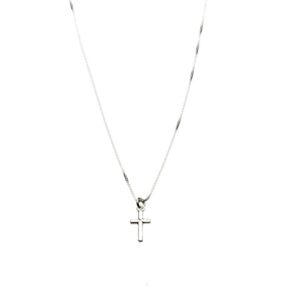 sterling silver tiny cross charm box chain nickel free necklace italy 18"