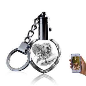 3D innovation Crystal Keychain Photo - Lighted Custom Crystal Picture Etched Key chain, Heart