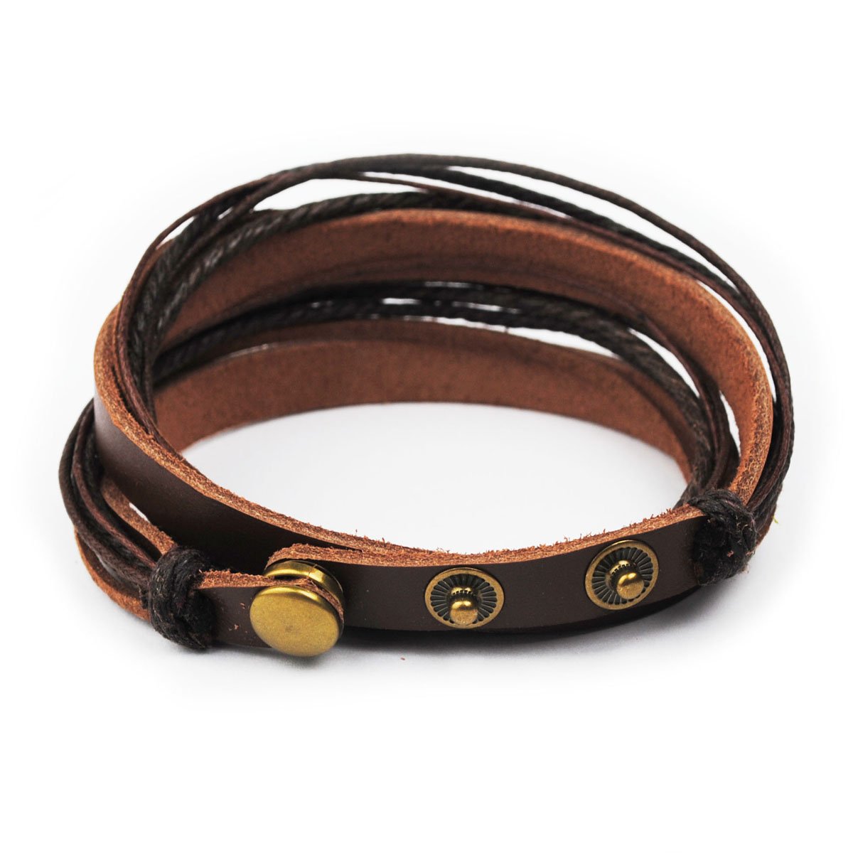 FRD.2Y Genuine Leather Bracelet for Women & Men,Unisex Multilayer Leather Adjustable Bracelet Cuff Wrap Multicolor Rope Wristband