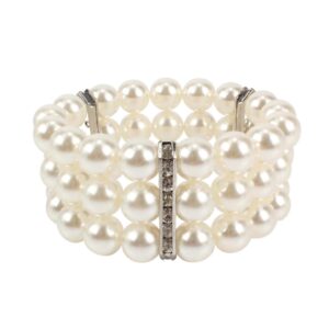 KOSMOS-LI Multi Layer Pearl Strand Necklace Bracelet And Earring Faux Ivory Pearl Jewelry Set