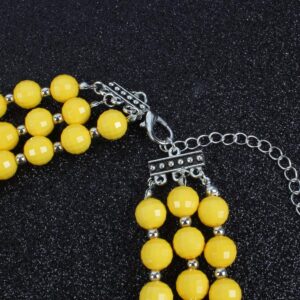 KOSMOS-LI Large and Big 3 Layer Acrylic Yellow Bead Statement Multi Strand Big Necklace