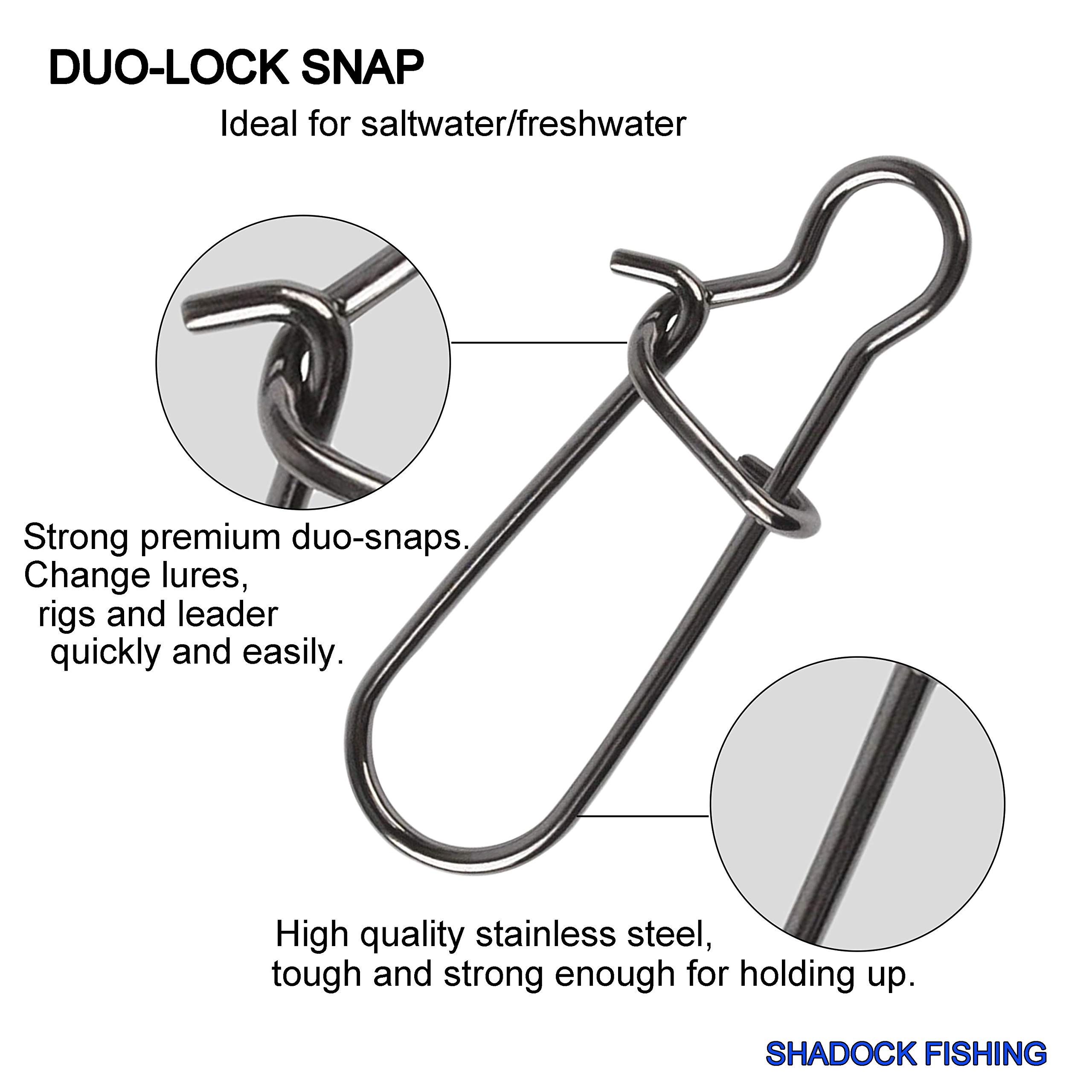 Shaddock Fishing 100 Pack Duo Lock Snaps(Size 2# Test: 55LB)