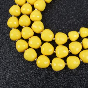 KOSMOS-LI Large and Big 3 Layer Acrylic Yellow Bead Statement Multi Strand Big Necklace