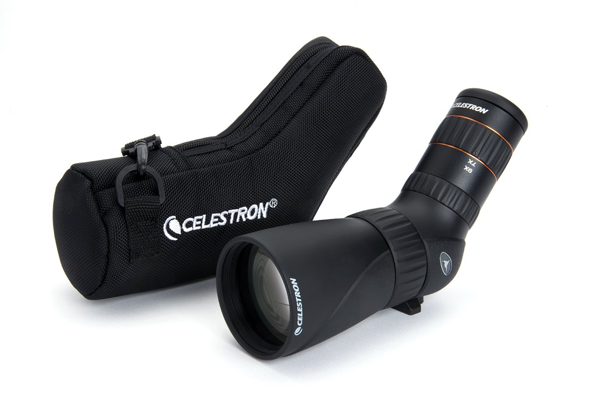 Celestron – Hummingbird 56mm Angled Spotting Scope – Ultra Portable Micro Spotting Scope – 9-27x Zoom Eyepiece – Fully Multi-coated and ED Glass Optics – Rubber Armored – Tripod Adaptable