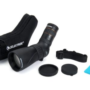 Celestron – Hummingbird 56mm Angled Spotting Scope – Ultra Portable Micro Spotting Scope – 9-27x Zoom Eyepiece – Fully Multi-coated and ED Glass Optics – Rubber Armored – Tripod Adaptable