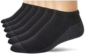 hanes mens hanes men's max cushion low cut 6-pair pack, available in big & tall casual sock, black, 12-jun us