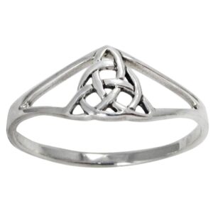 moonlight mysteries sterling silver trinity knot slender band ring (sz 4-15) sz 8