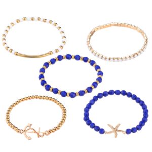 LUX ACCESSORIES Navy Nautical Starfish Anchor Arm Candy Set (5pc)