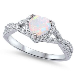 closeoutwarehouse white simulated opal cubic zirconia heart swirl design ring sterling silver size 11