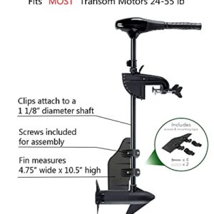 Bullnose Rudder clamp on boat rudder fits a 1.125" transom trolling motor shaft. Commonly used for, inflatable Pontoon, Pelican Bass Raider 10E, fishing Kayak, Canoe, Jon boat, etc. USA Manufactured