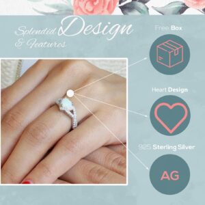 CloseoutWarehouse White Simulated Opal Cubic Zirconia Heart Swirl Design Ring Sterling Silver Size 11