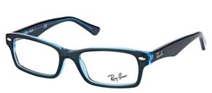 ray-ban junior kids' ry1530 rectangular prescription eyeglass frames, blue on blue fluorescent/demo lens, 48 mm