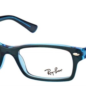 Ray-Ban Junior Kids' RY1530 Rectangular Prescription Eyeglass Frames, Blue On Blue Fluorescent/Demo Lens, 48 mm