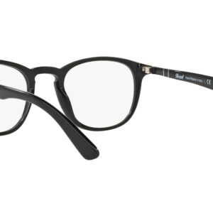 Persol PO3143V Rectangular Prescription Eyewear Frames, Black/Demo Lens, 49 mm