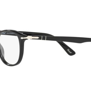 Persol PO3143V Rectangular Prescription Eyewear Frames, Black/Demo Lens, 49 mm