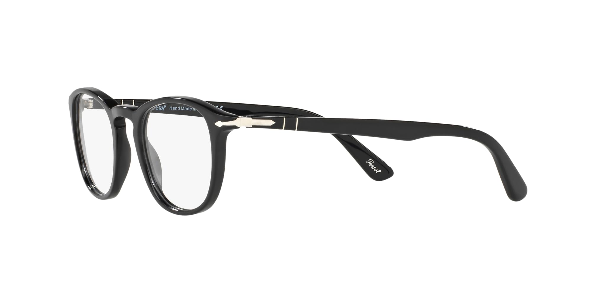 Persol PO3143V Rectangular Prescription Eyewear Frames, Black/Demo Lens, 49 mm