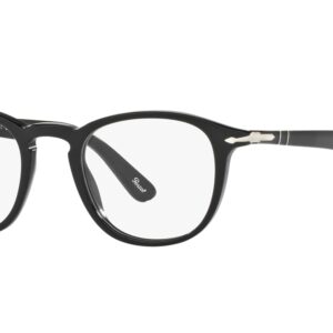 Persol PO3143V Rectangular Prescription Eyewear Frames, Black/Demo Lens, 49 mm