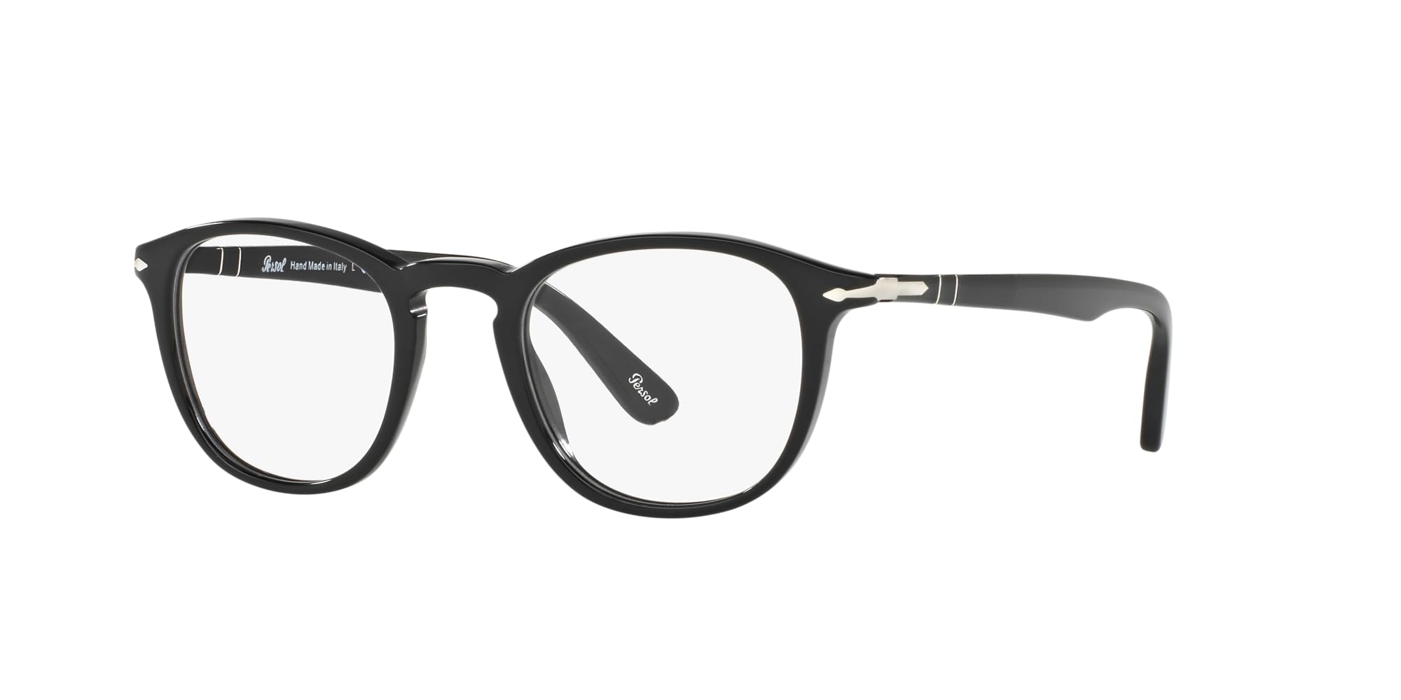 Persol PO3143V Rectangular Prescription Eyewear Frames, Black/Demo Lens, 49 mm