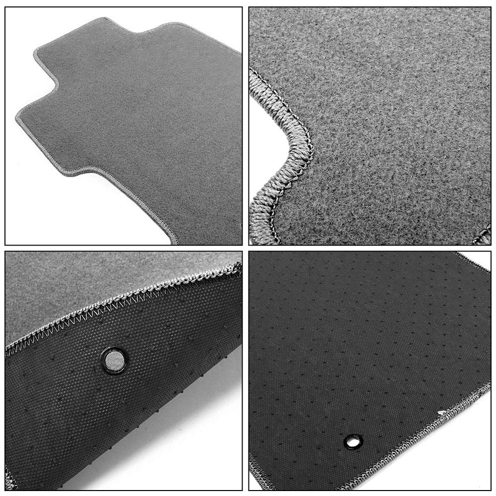 Floor Mats Compatible with 2006-2011 Honda Civic, Gray/Grey Nylon Carpet Front & Rear 3PC Full Set, by IKON MOTORSPORTS, 2007 2008 2009 2010