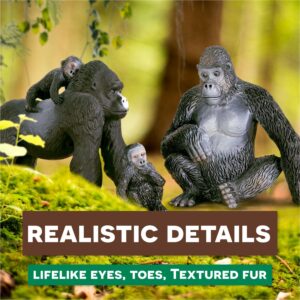 Terra by Battat – 4 Pcs Gorilla Toys Family Set – Realistic Gorilla Figurines – Zoo Animal Toys for Kids and Toddlers 3+ – Plastic Jungle Animals