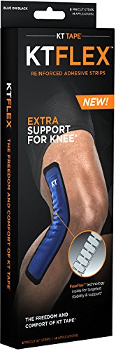 KT Tape KT Flex Reinforced Adhesive Strips for Knees, 8 Pack, 10" Precut Strips, Blue