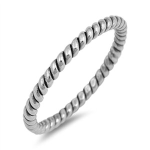 oxidized rope wedding ring new .925 sterling silver thumb 2mm band size 2