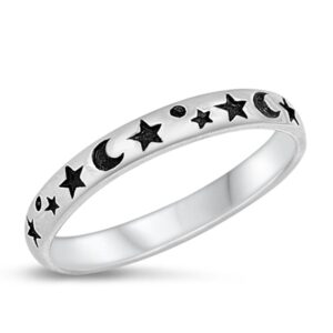 moon star cute fashion ring new .925 sterling silver toe band size 3