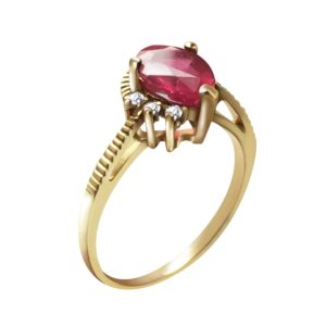 Galaxy Gold GG 1.52 ct 14k Solid Gold Ring Ruby Diamonds - Size 6.5