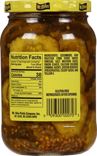 Mt. Olive Bread & Butter Chips Old Fashioned Sweet Fresh Pack Pickles Jar, 16 oz