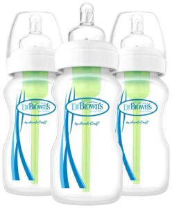 dr. brown's options wide neck bottle, 3 pack, clear, 9 oz