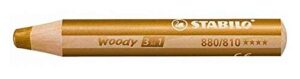 3 x stabilo woody 3 in 1 multi-talented jumbo pencil - gold (880/810)