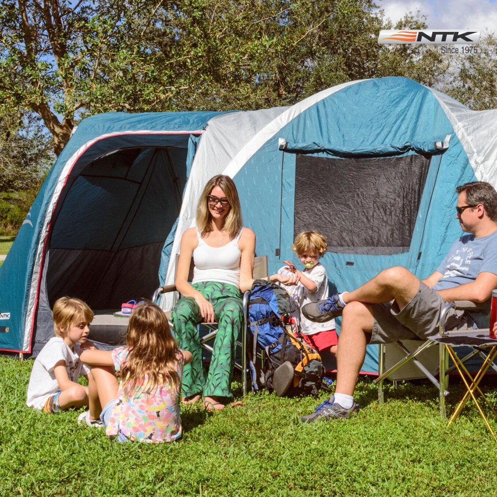 NTK Arizona GT 12 Person Tent for Family Camping | 20.6x10 ft Camping Tent with 2 Rooms, 2 Doors, 100% Waterproof Dome & Breathable Mesh | Outdoor Tent | 2500 mm Warm & Cold Weather Family Tent