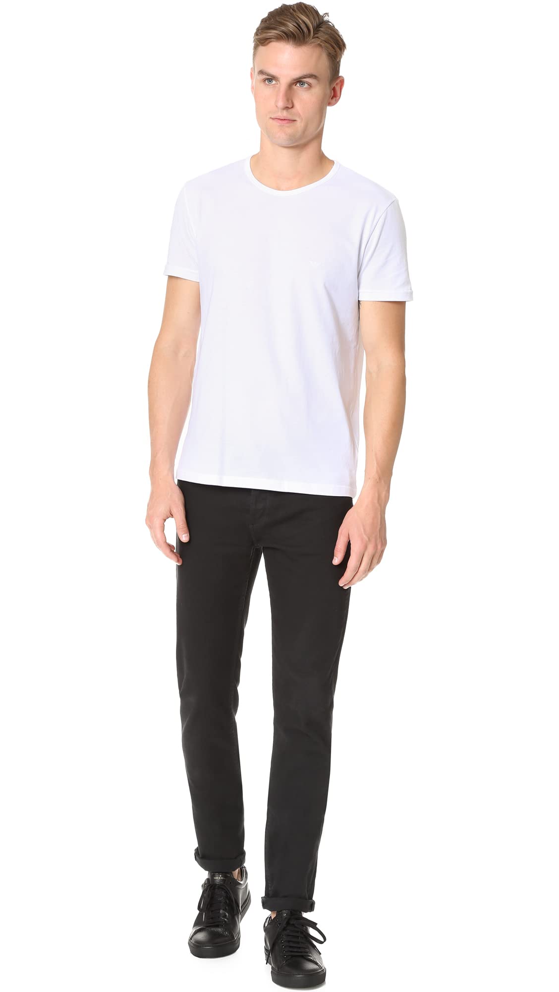 Emporio Armani Men's Cotton Crew Neck T-Shirt, White, Large