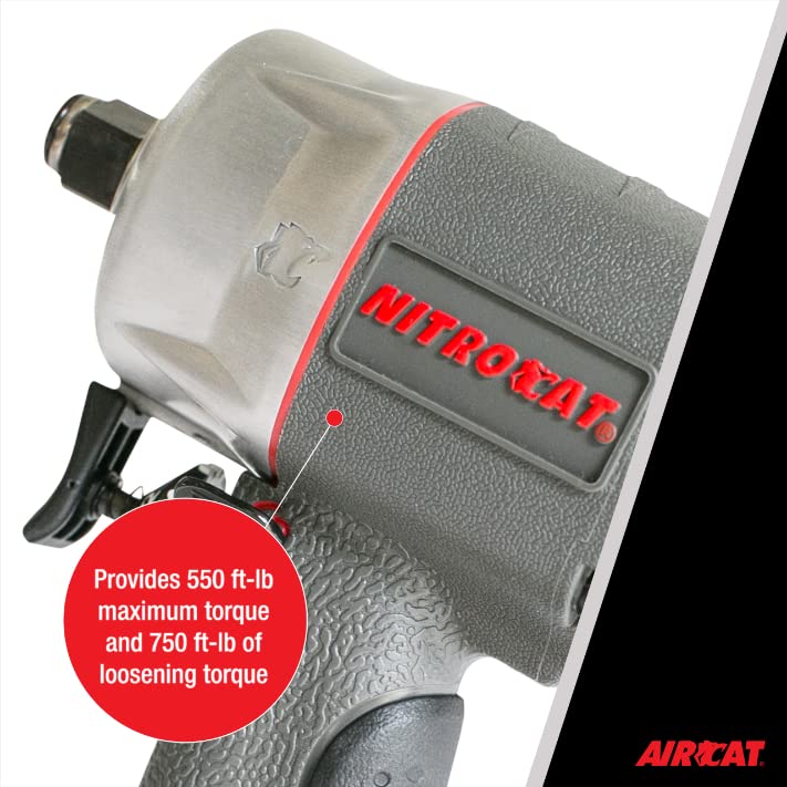 AIRCAT Pneumatic Tools 1076-XL 3/8-Inch NITROCAT Composite Compact Impact Wrench : Low Weight Power Impact Wrench : Tool for Automotive Improvement & Maintenance