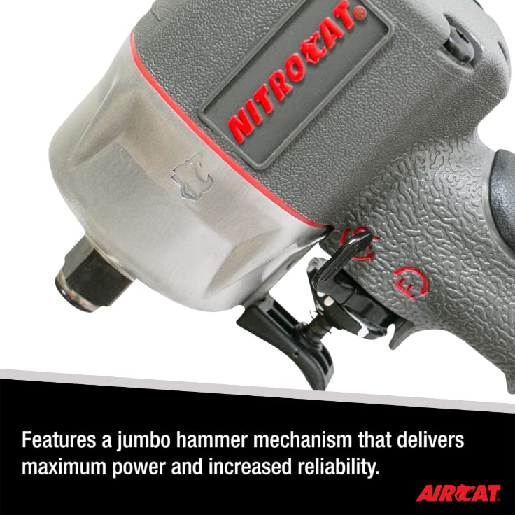 AIRCAT Pneumatic Tools 1076-XL 3/8-Inch NITROCAT Composite Compact Impact Wrench : Low Weight Power Impact Wrench : Tool for Automotive Improvement & Maintenance