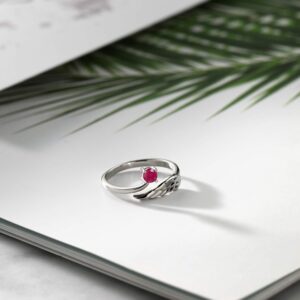 Gem Stone King 925 Sterling Silver Gemstone Birthstone Angel Wing Ring | Round 4MM | Wedding Engagement Anniversary Promise Ring For Women | Available In Size 5, 6, 7, 8, 9