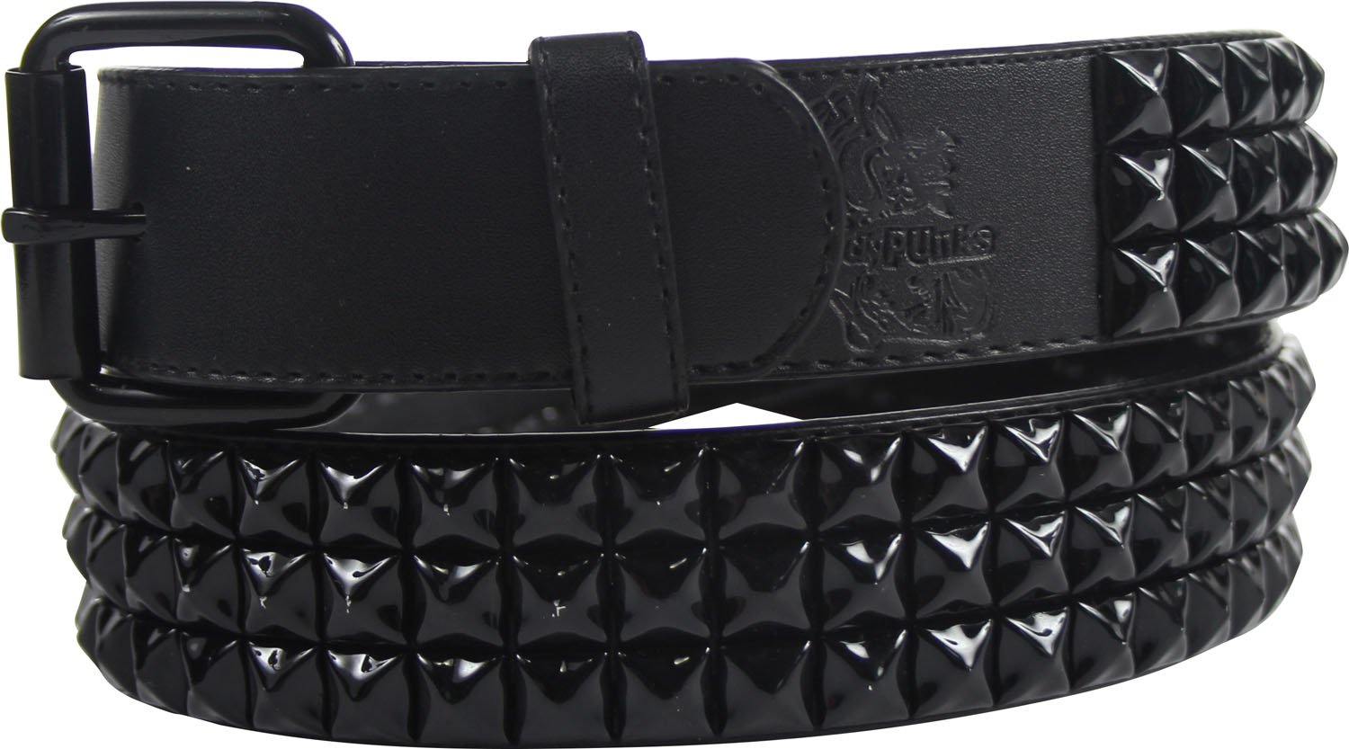 Punk Rock Classic Pyramid Studded Leather Belt by BodyPunks (Large (Waist Size: 33"-37"), Black 3 Row